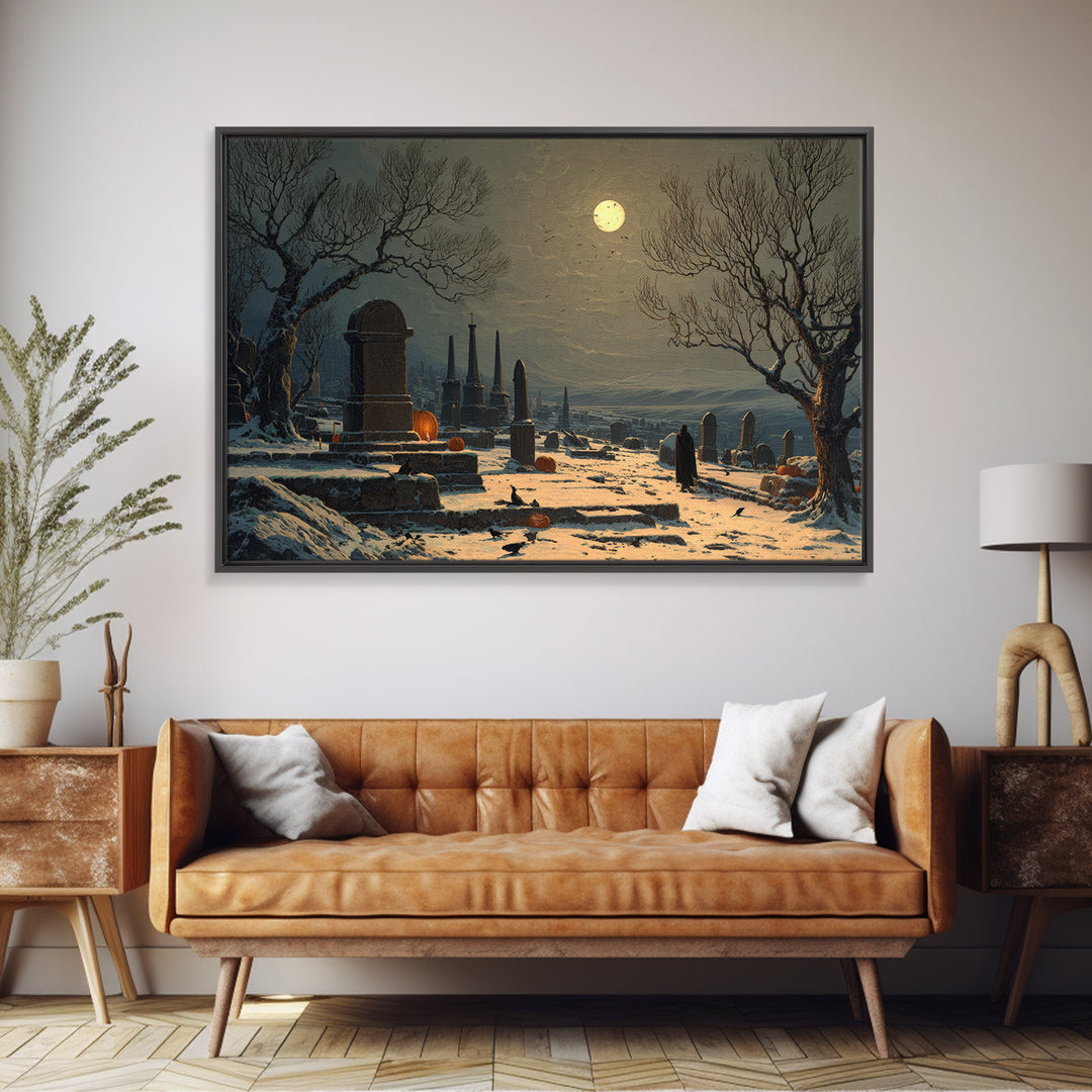 Frozen Halloween, Romantic Gothic Landscape, Landscape Wall Art, Macabre Wall Art, Canvas Print, Halloween Wall Art