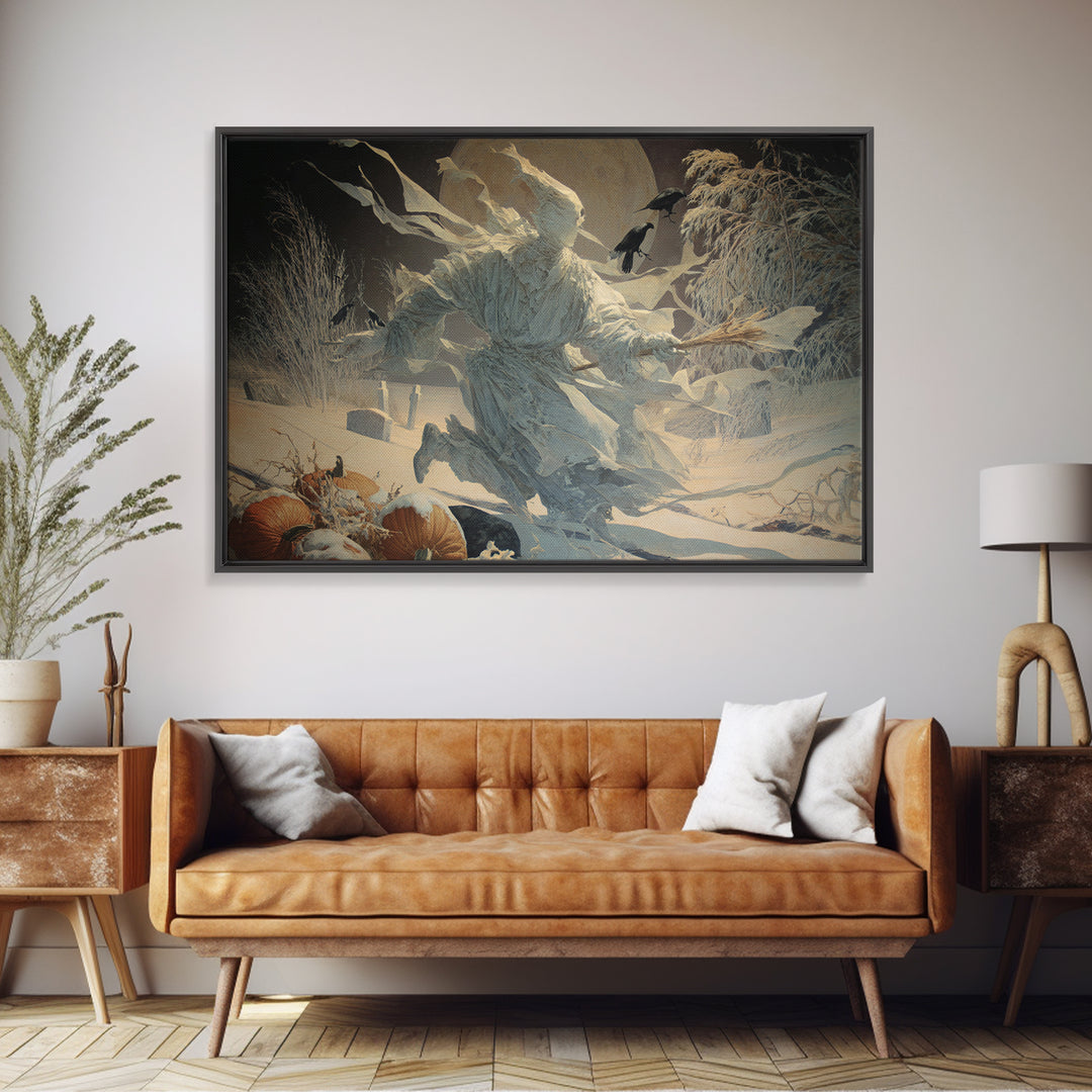 Frozen Halloween, Symbolist Gothic Landscape, Landscape Wall Art, Dark Fantasy Wall Art, Framed Canvas Print, Halloween Wall Art