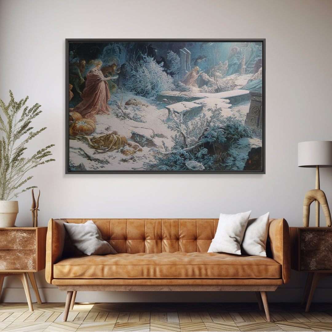 Frozen Halloween, Ornate Symbolist Art, Landscape Wall Art, Macabre Wall Art, Canvas Print, Halloween Wall Art, Halloween Decor