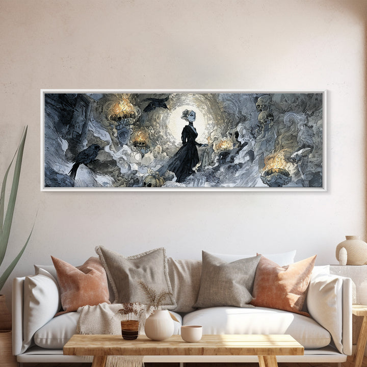 Frozen Halloween, Decadent Gothic Art, Extra Wide Wall Art, Macabre Wall Art, Framed Canvas Print, Halloween Wall Art