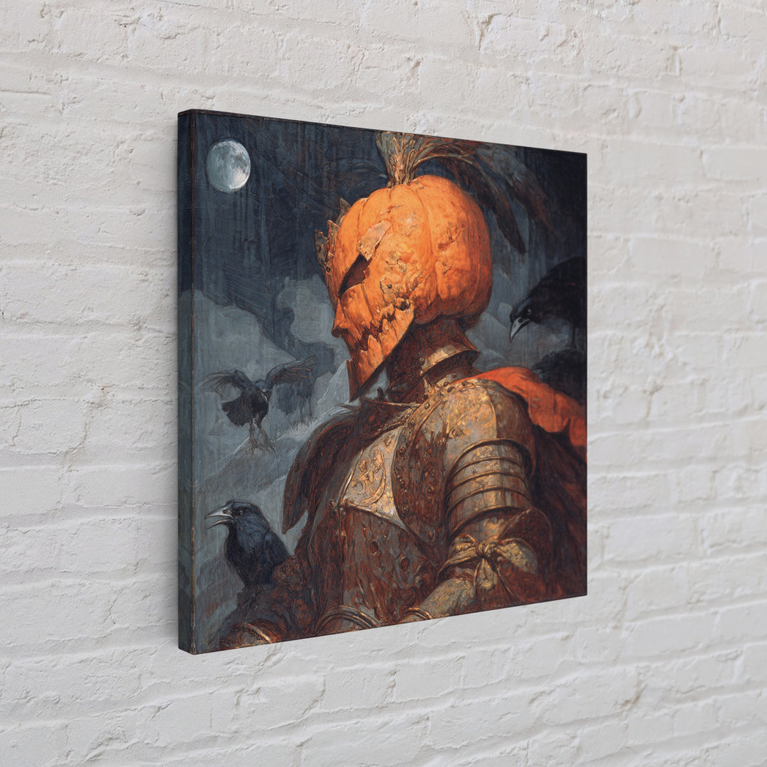 The Pumpkin Paladin, Decadent Gothic Art, Square Wall Art, Gothic Horror Wall Art, Framed Canvas Print, Halloween Wall Art