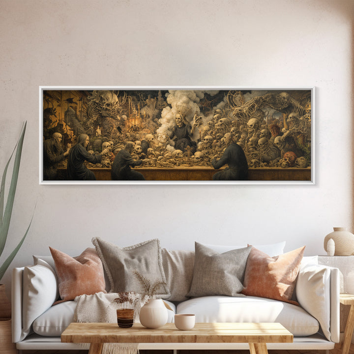 The Necromancer Queen, Medieval Grotesque Art, Extra Wide Wall Art, Gothic Horror Wall Art, Canvas Print, Halloween Wall Art