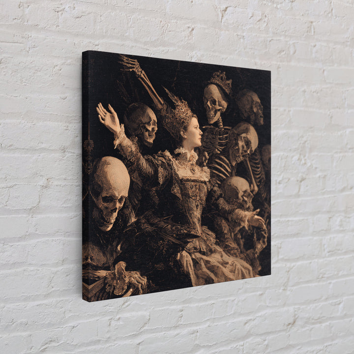 The Necromancer Queen, Danse Macabre Art, Square Wall Art, Macabre Wall Art, Canvas Print, Halloween Wall Art