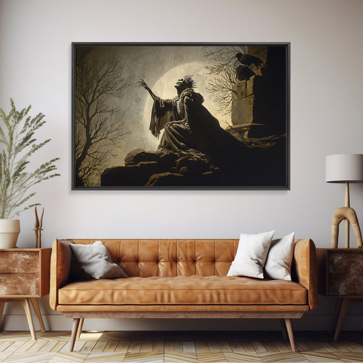The Necromancer Queen, Romantic Gothic Landscape, Landscape Wall Art, Dark Halloween Decor, Canvas Print, Halloween Wall Art