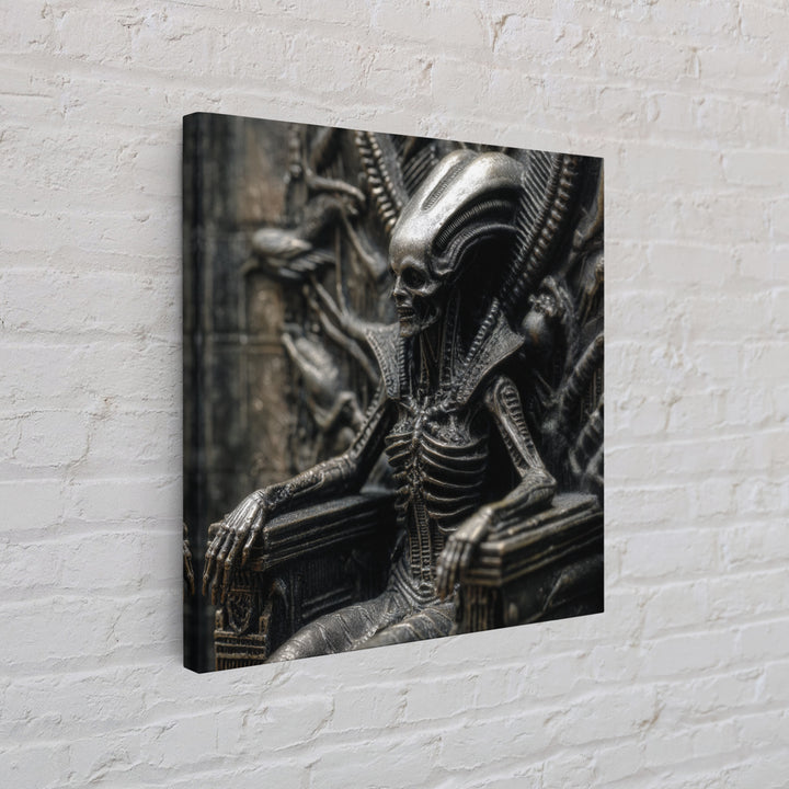The Necromancer Queen, Biomechanical Horror Art, Square Wall Art, Dark Halloween Decor, Canvas Print, Halloween Wall Art, Spooky Wall Decor