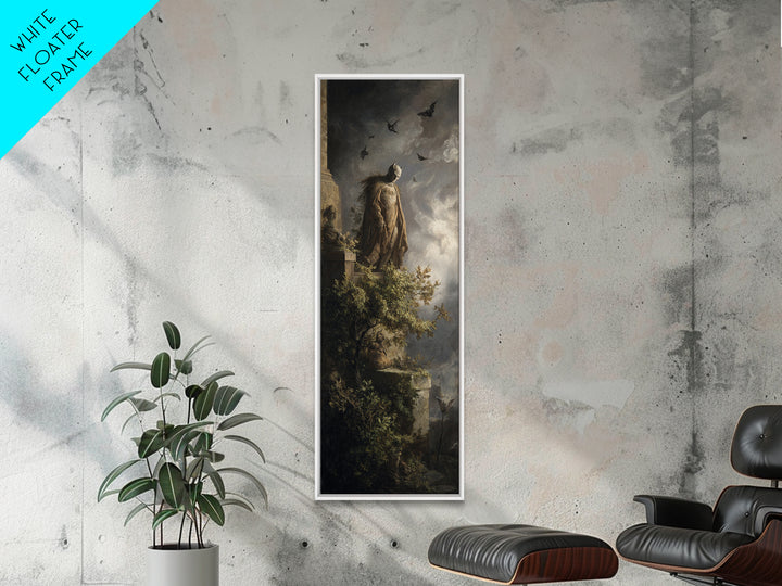 The Bat Prince, Baroque Witchcraft Art, Tall Narrow Wall Art, Gothic Horror Wall Art, Framed Canvas Print, Halloween Wall Art