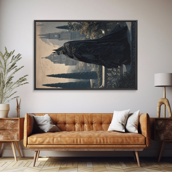 The Bat Prince, Symbolist Gothic Landscape, Landscape Wall Art, Dark Halloween Decor, Framed Canvas Print, Halloween Wall Art