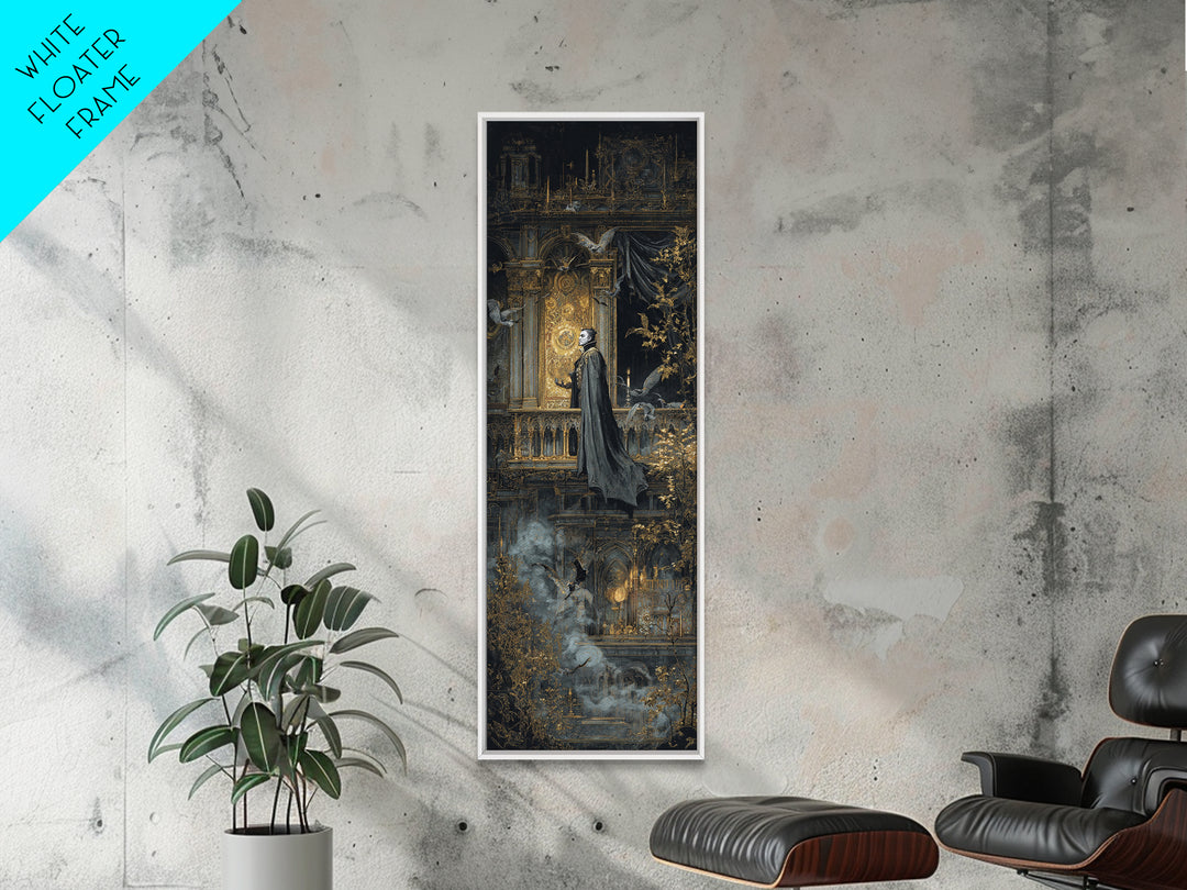The Bat Prince, Ornate Symbolist Art, Tall Narrow Wall Art, Dark Halloween Decor, Canvas Print, Halloween Wall Art