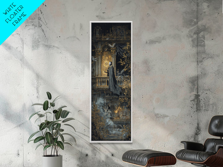 The Bat Prince, Ornate Symbolist Art, Tall Narrow Wall Art, Dark Halloween Decor, Canvas Print, Halloween Wall Art