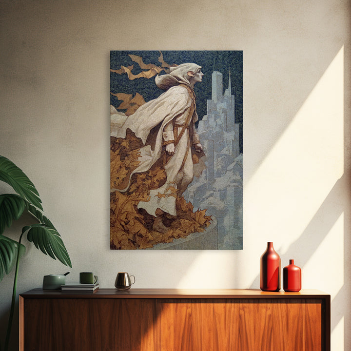 The Bat Prince, Symbolist Death Art, Vertical Wall Art, Gothic Horror Wall Art, Framed Canvas Print, Halloween Wall Art