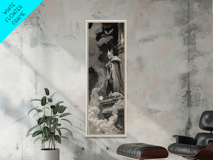 The Bat Prince, Expressionist Nightmare Art, Tall Narrow Wall Art, Dark Halloween Decor, Framed Canvas Print, Halloween Wall Art
