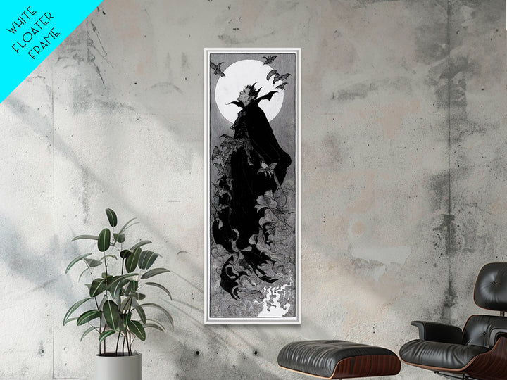 The Bat Prince, Decadent Line Art, Tall Narrow Wall Art, Gothic Horror Wall Art, Canvas Print, Halloween Wall Art
