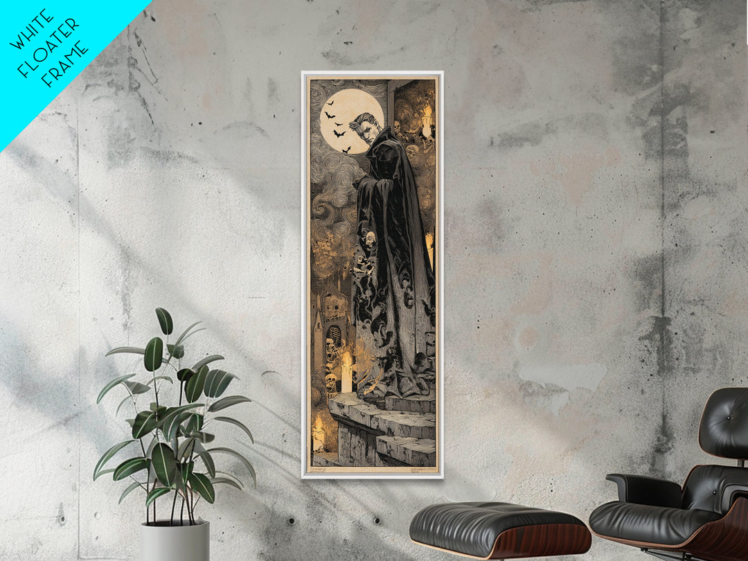 The Bat Prince, Macabre Folk Print Art, Tall Narrow Wall Art, Macabre Wall Art, Canvas Print, Halloween Wall Art