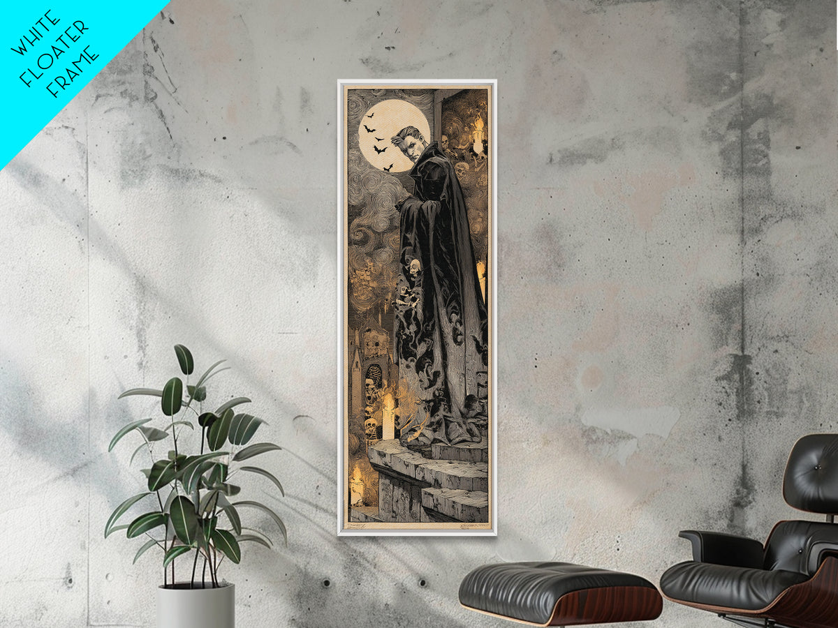 The Bat Prince, Macabre Folk Print Art, Tall Narrow Wall Art, Macabre Wall Art, Canvas Print, Halloween Wall Art