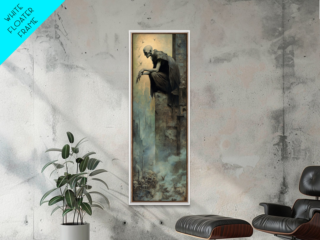 The Bat Prince, Surreal Apocalyptic Art, Tall Narrow Wall Art, Dark Fantasy Wall Art, Framed Canvas Print, Halloween Wall Art