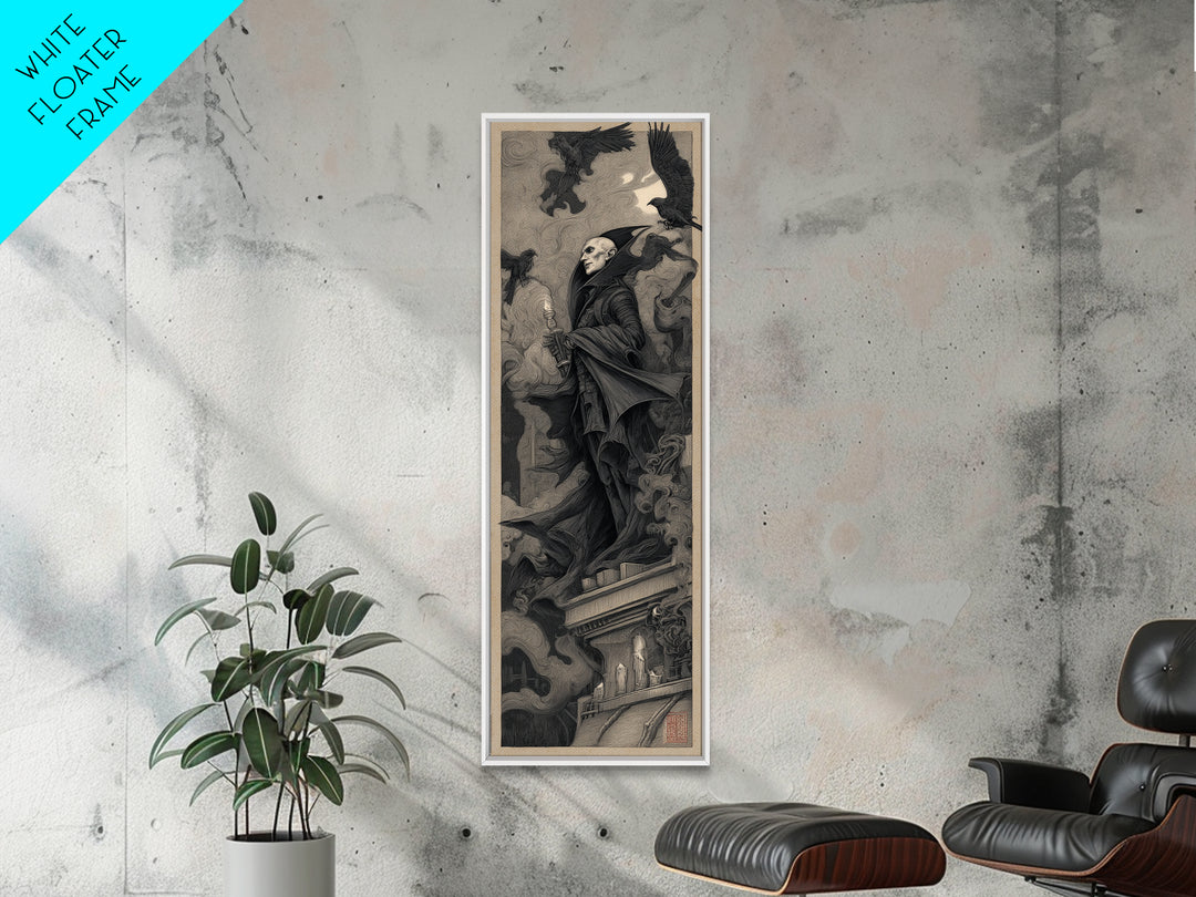 The Bat Prince, Biomechanical Horror Art, Tall Narrow Wall Art, Dark Fantasy Wall Art, Framed Canvas Print, Halloween Wall Art
