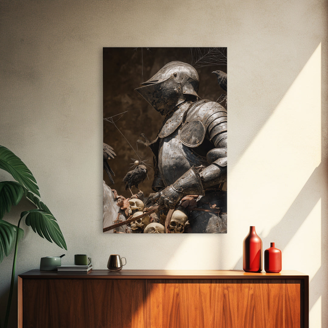 The Spider Knight, Danse Macabre Art, Vertical Wall Art, Macabre Wall Art, Canvas Print, Halloween Wall Art