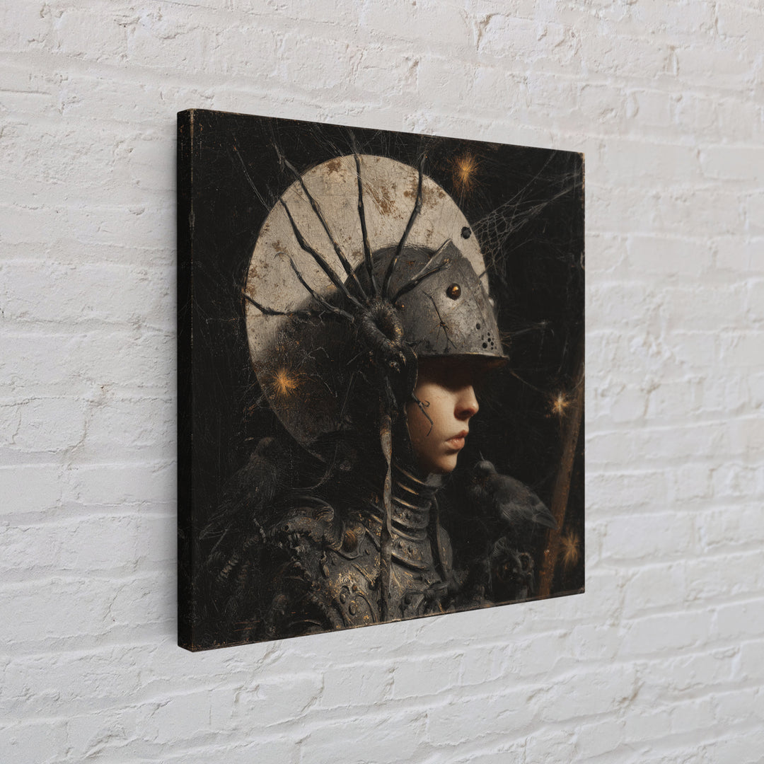 The Spider Knight, Symbolist Dream Art, Square Wall Art, Dark Fantasy Wall Art, Canvas Print, Halloween Wall Art, Halloween Decor