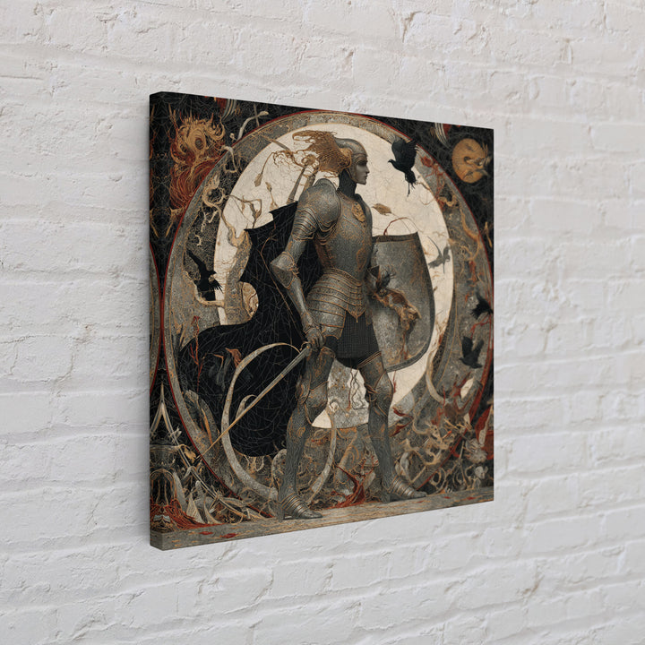 The Spider Knight, Dark Symbolist Art, Square Wall Art, Dark Halloween Decor, Framed Canvas Print, Halloween Wall Art