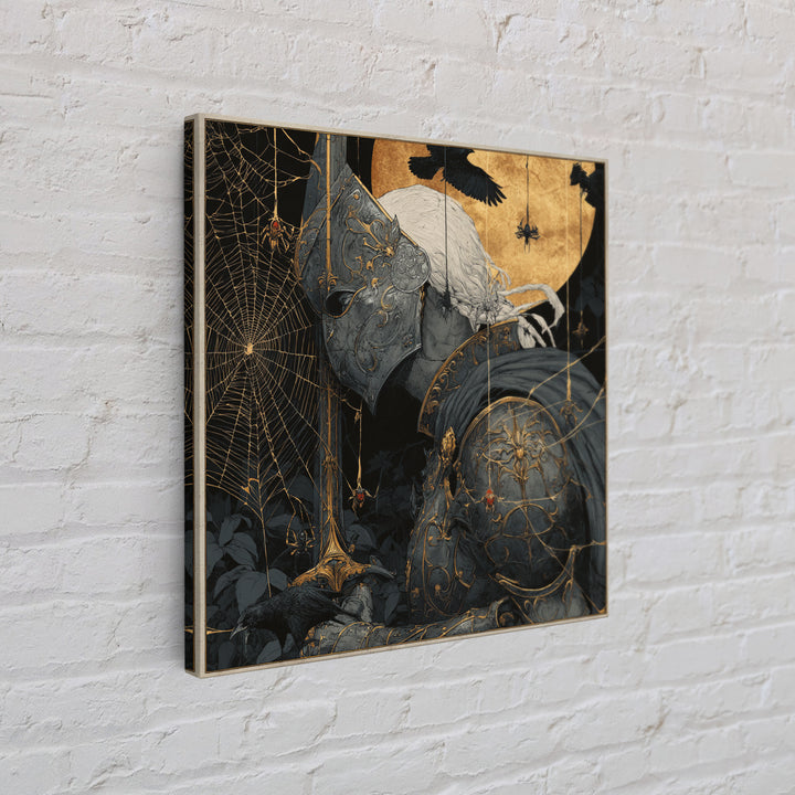 The Spider Knight, Symbolist Etching Art, Square Wall Art, Macabre Wall Art, Canvas Print, Halloween Wall Art, Halloween Decor