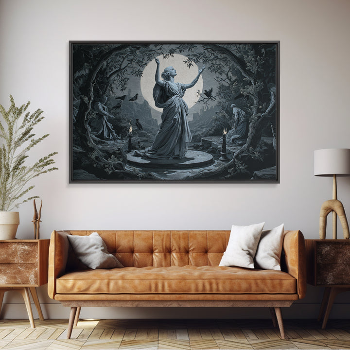 The Moon Priestess, Romantic Gothic Landscape, Landscape Wall Art, Macabre Wall Art, Canvas Print, Halloween Wall Art