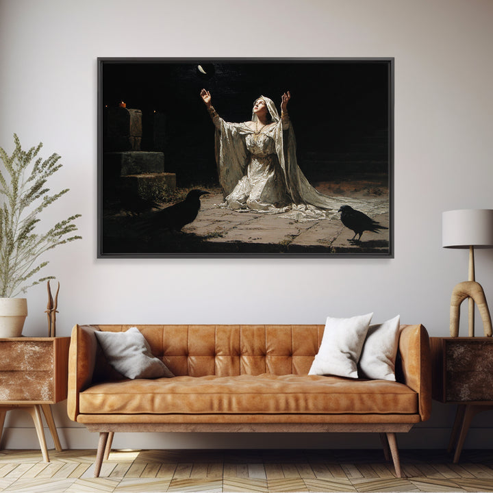 The Moon Priestess, Symbolist Gothic Landscape, Landscape Wall Art, Dark Halloween Decor, Canvas Print, Halloween Wall Art