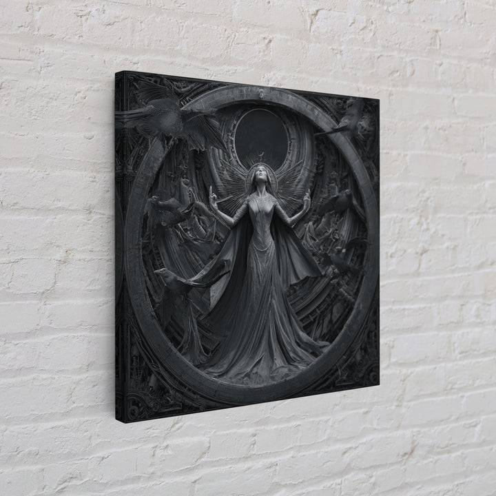 The Moon Priestess, Biomechanical Horror Art, Square Wall Art, Macabre Wall Art, Framed Canvas Print, Halloween Wall Art, Dark Fantasy Art