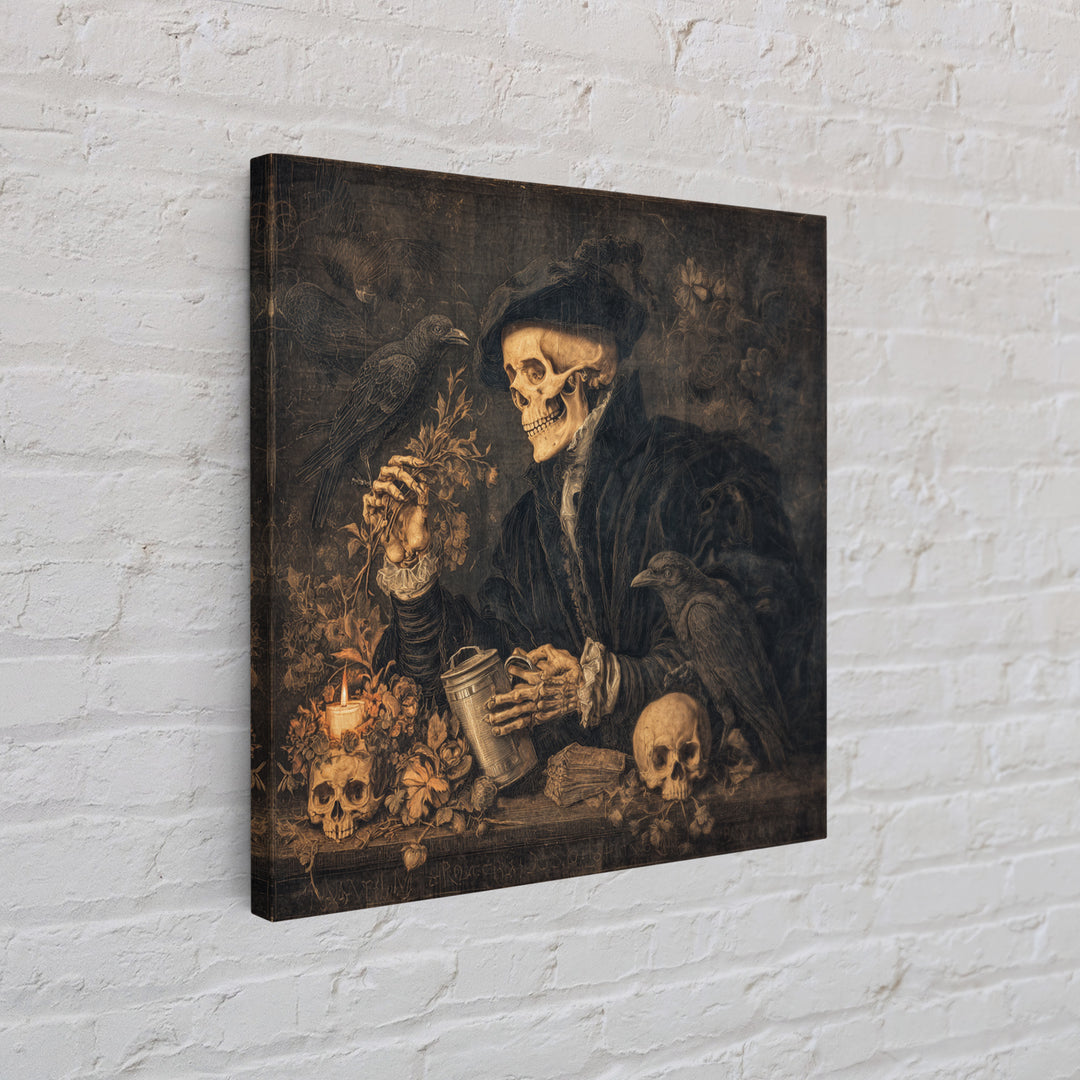 The Graveyard Gardener, Danse Macabre Art, Square Wall Art, Macabre Wall Art, Canvas Print, Halloween Wall Art