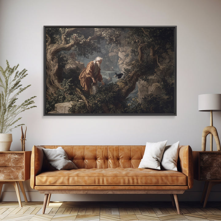 The Graveyard Gardener, Baroque Witchcraft Art, Landscape Wall Art, Macabre Wall Art, Framed Canvas Print, Halloween Wall Art