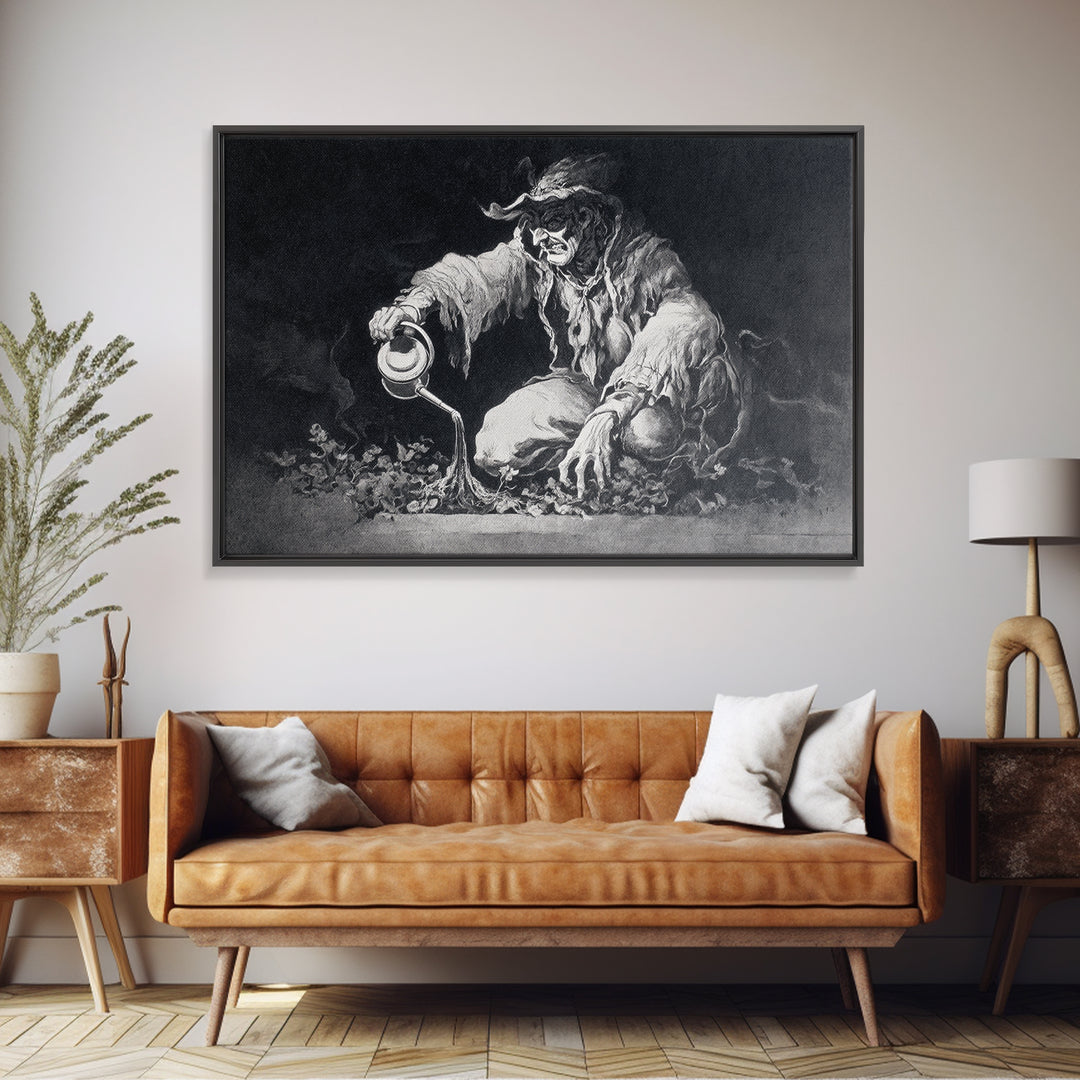 The Graveyard Gardener, Dark Romantic Horror Art, Landscape Wall Art, Macabre Wall Art, Canvas Print, Halloween Wall Art, Halloween Decor
