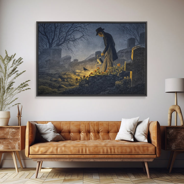 The Graveyard Gardener, Romantic Gothic Landscape, Landscape Wall Art, Dark Halloween Decor, Canvas Print, Halloween Wall Art