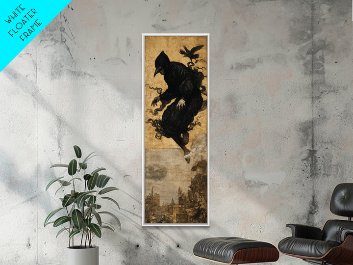 The Crow-Masked Assassin, Medieval Grotesque Art, Tall Narrow Wall Art, Gothic Horror Wall Art, Canvas Print, Halloween Wall Art