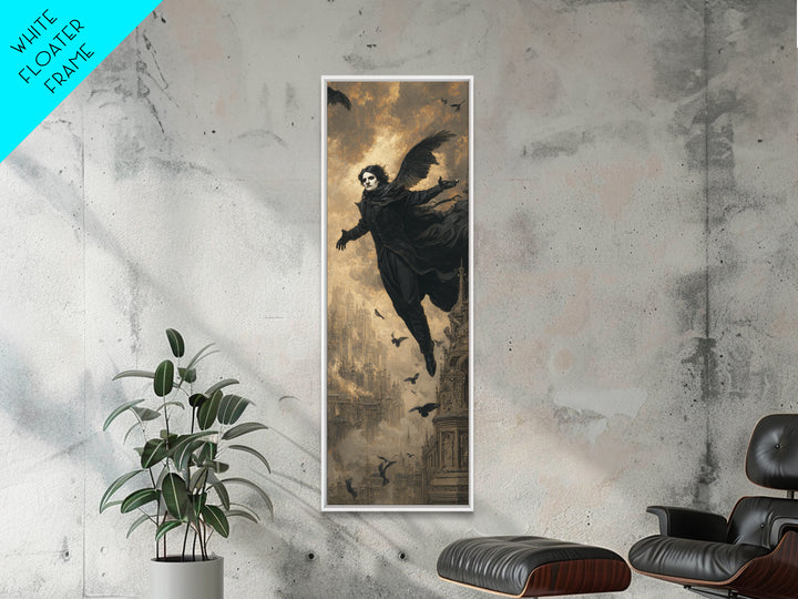 The Crow-Masked Assassin, Apocalyptic Romantic Art, Tall Narrow Wall Art, Gothic Horror Wall Art, Framed Canvas Print, Halloween Wall Art