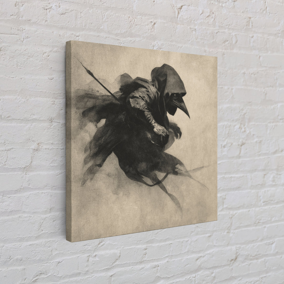 The Crow-Masked Assassin, Symbolist Dream Art, Square Wall Art, Gothic Horror Wall Art, Framed Canvas Print, Halloween Wall Art