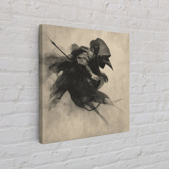 The Crow-Masked Assassin, Symbolist Dream Art, Square Wall Art, Gothic Horror Wall Art, Framed Canvas Print, Halloween Wall Art