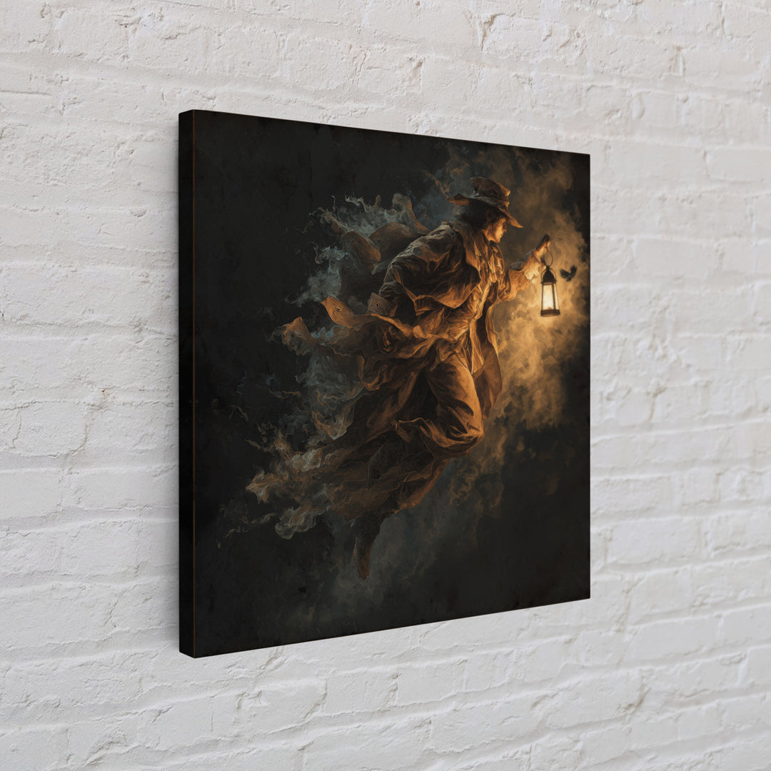 The Lantern Mage, Baroque Witchcraft Art, Square Wall Art, Dark Halloween Decor, Canvas Print, Halloween Wall Art, Statement Wall Art