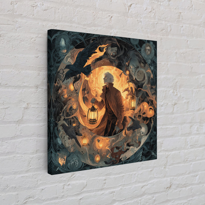 The Lantern Mage, Gothic Nightmare Art, Square Wall Art, Macabre Wall Art, Canvas Print, Halloween Wall Art, Gothic Home Decor