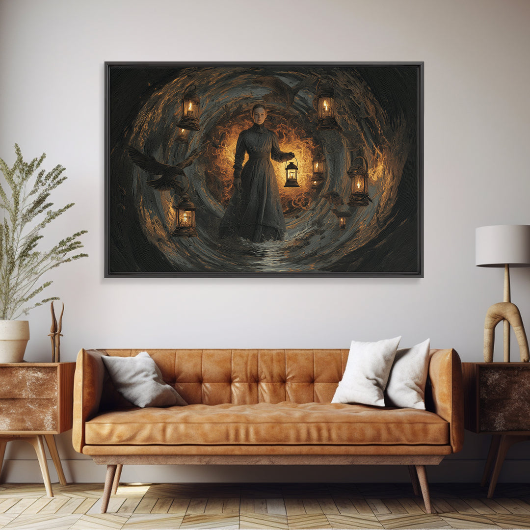 The Lantern Mage, Symbolist Gothic Landscape, Landscape Wall Art, Macabre Wall Art, Canvas Print, Halloween Wall Art, Horror Wall Art