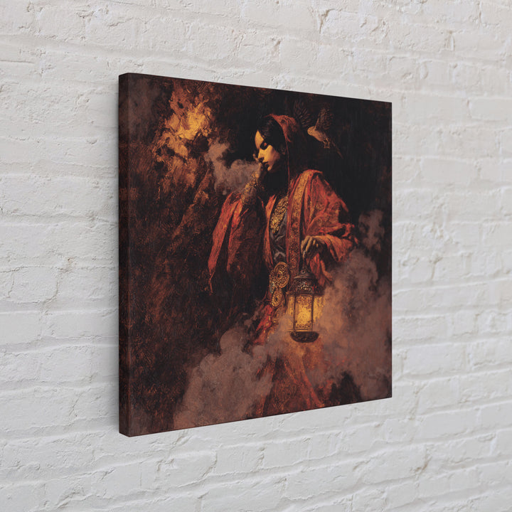 The Lantern Mage, Ornate Symbolist Art, Square Wall Art, Dark Halloween Decor, Canvas Print, Halloween Wall Art, Dark Fantasy Art