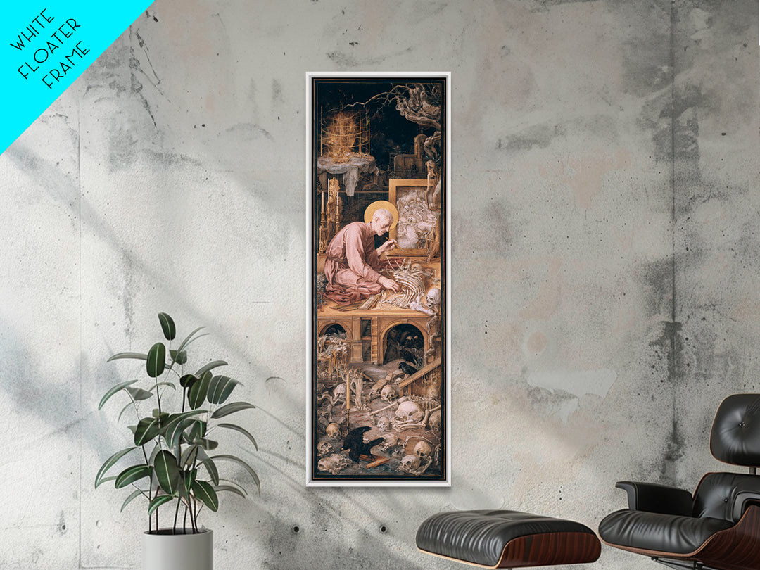 The Bone Sculptor, Dark Renaissance Art, Tall Narrow Wall Art, Dark Halloween Decor, Framed Canvas Print, Halloween Wall Art