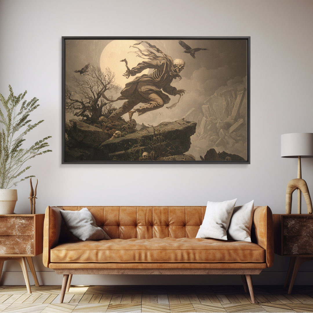 The Bone Sculptor, Romantic Gothic Landscape, Landscape Wall Art, Macabre Wall Art, Framed Canvas Print, Halloween Wall Art