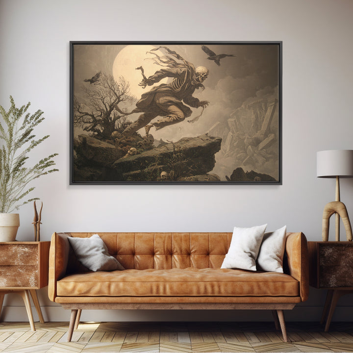 The Bone Sculptor, Romantic Gothic Landscape, Landscape Wall Art, Macabre Wall Art, Framed Canvas Print, Halloween Wall Art
