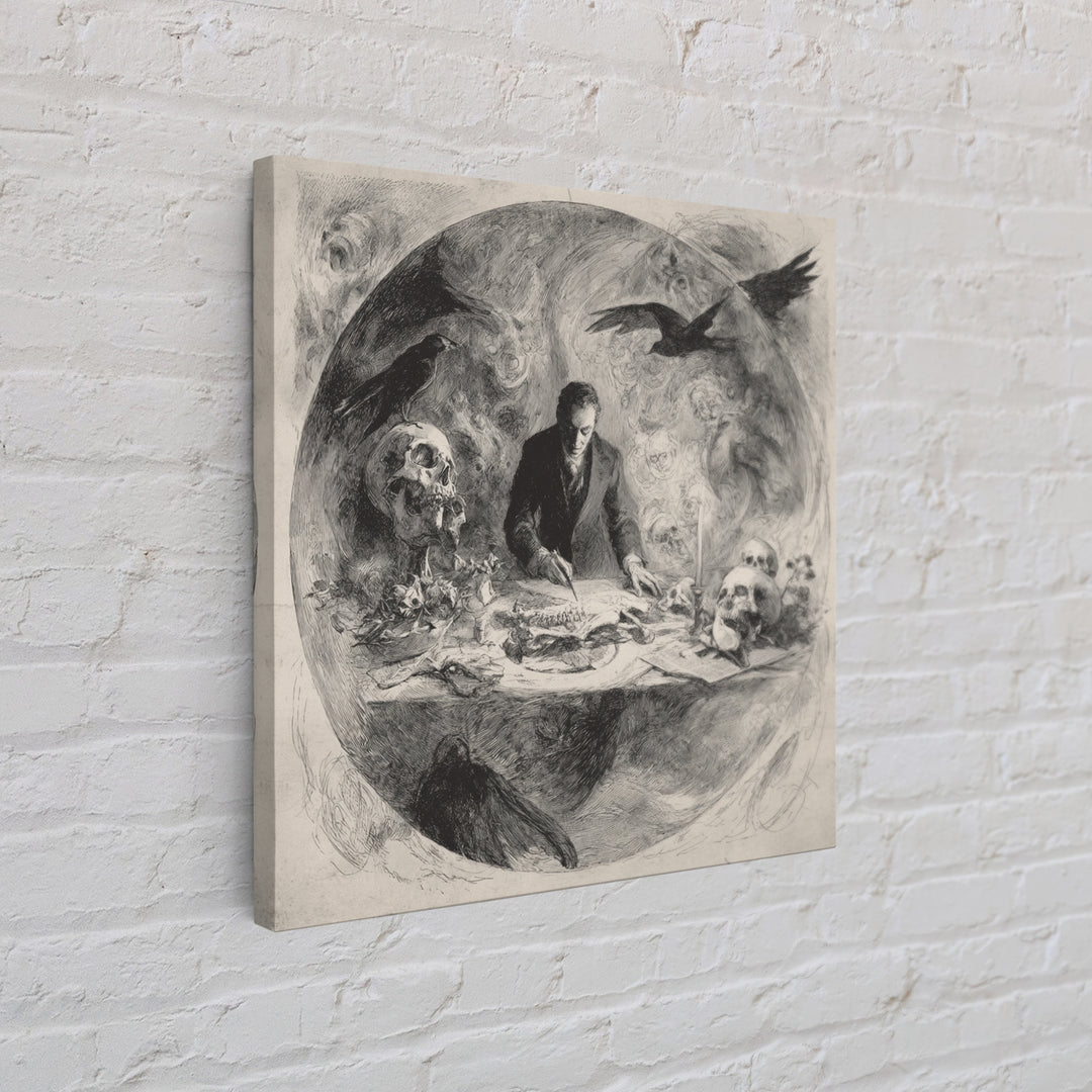 The Bone Sculptor, Symbolist Dream Art, Square Wall Art, Macabre Wall Art, Framed Canvas Print, Halloween Wall Art, Spooky Wall Decor