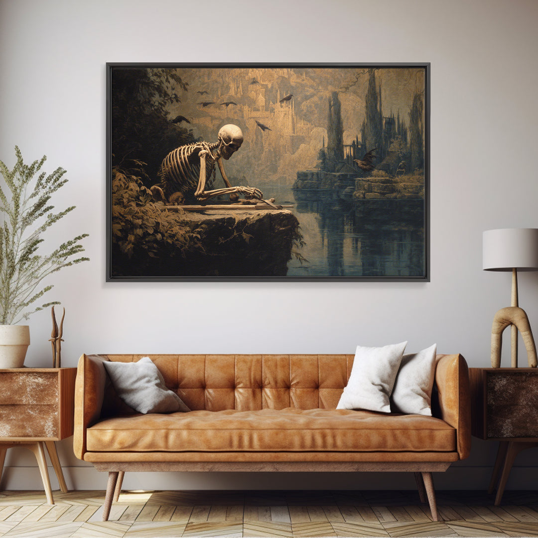 The Bone Sculptor, Symbolist Gothic Landscape, Landscape Wall Art, Gothic Horror Wall Art, Framed Canvas Print, Halloween Wall Art