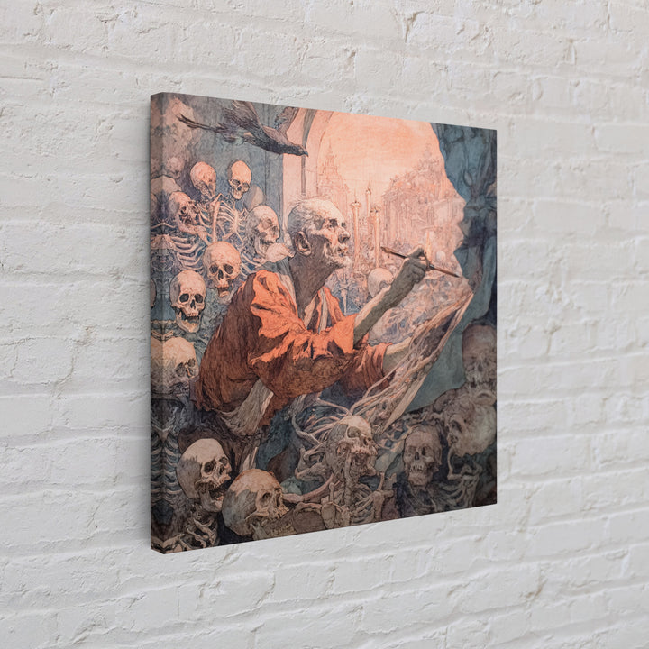 The Bone Sculptor, Grotesque Carnival Art, Square Wall Art, Dark Fantasy Wall Art, Framed Canvas Print, Halloween Wall Art