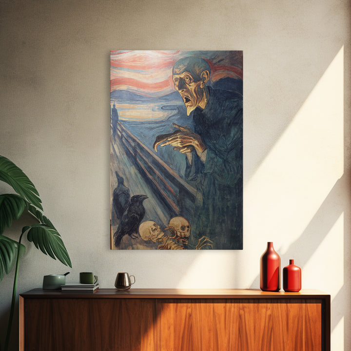 The Bone Sculptor, Expressionist Gothic Art, Vertical Wall Art, Dark Fantasy Wall Art, Canvas Print, Halloween Wall Art, Spooky Wall Decor