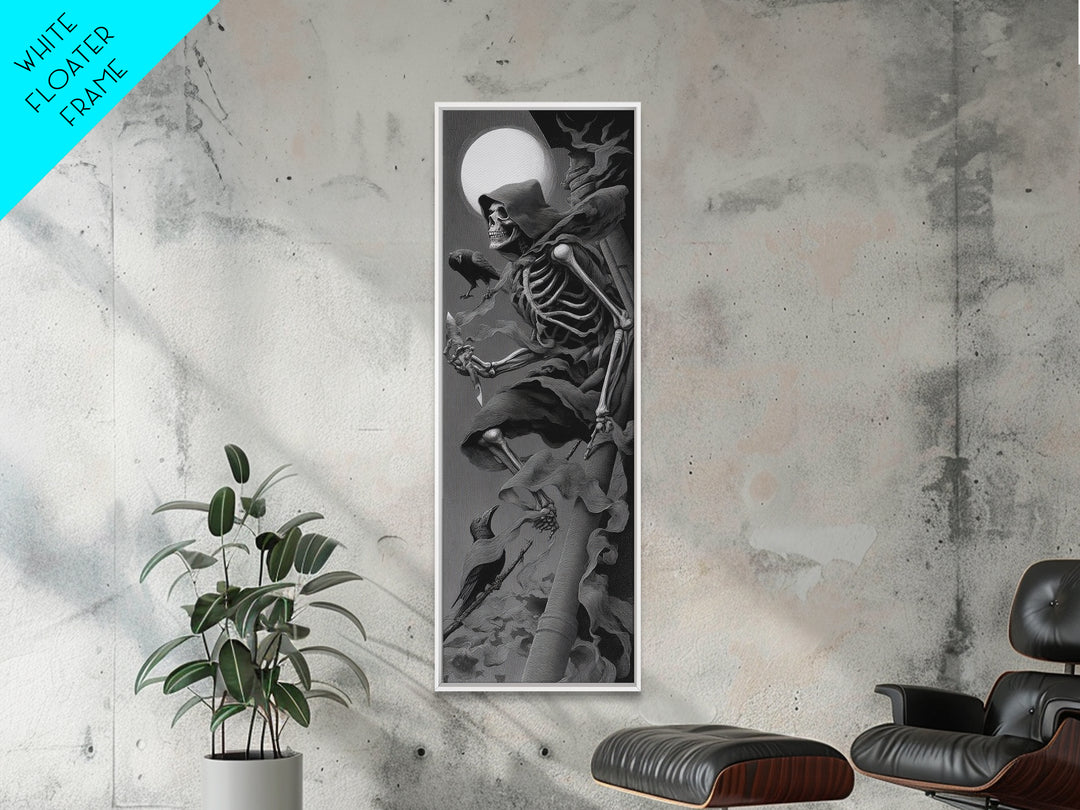 The Bone Sculptor, Biomechanical Horror Art, Tall Narrow Wall Art, Dark Fantasy Wall Art, Canvas Print, Halloween Wall Art