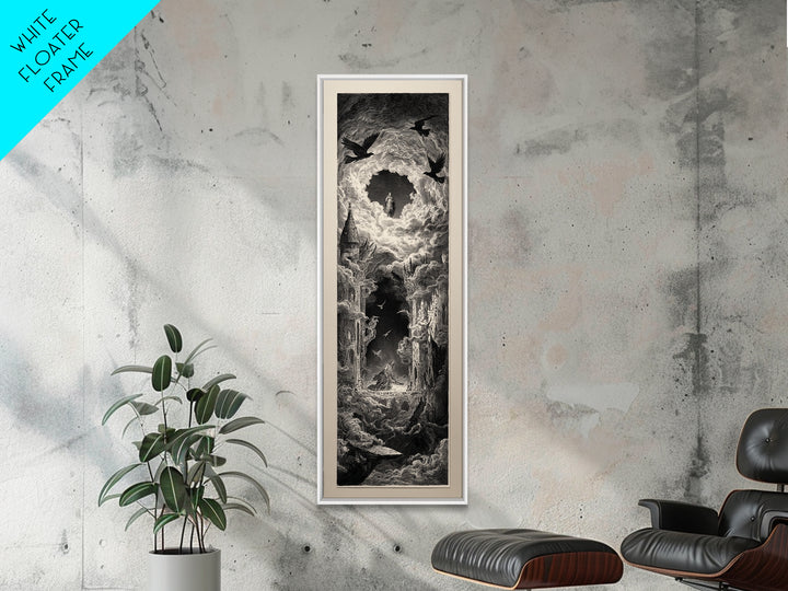 The Dream Eater, Gothic Engraving Art, Tall Narrow Wall Art, Dark Halloween Decor, Framed Canvas Print, Halloween Wall Art