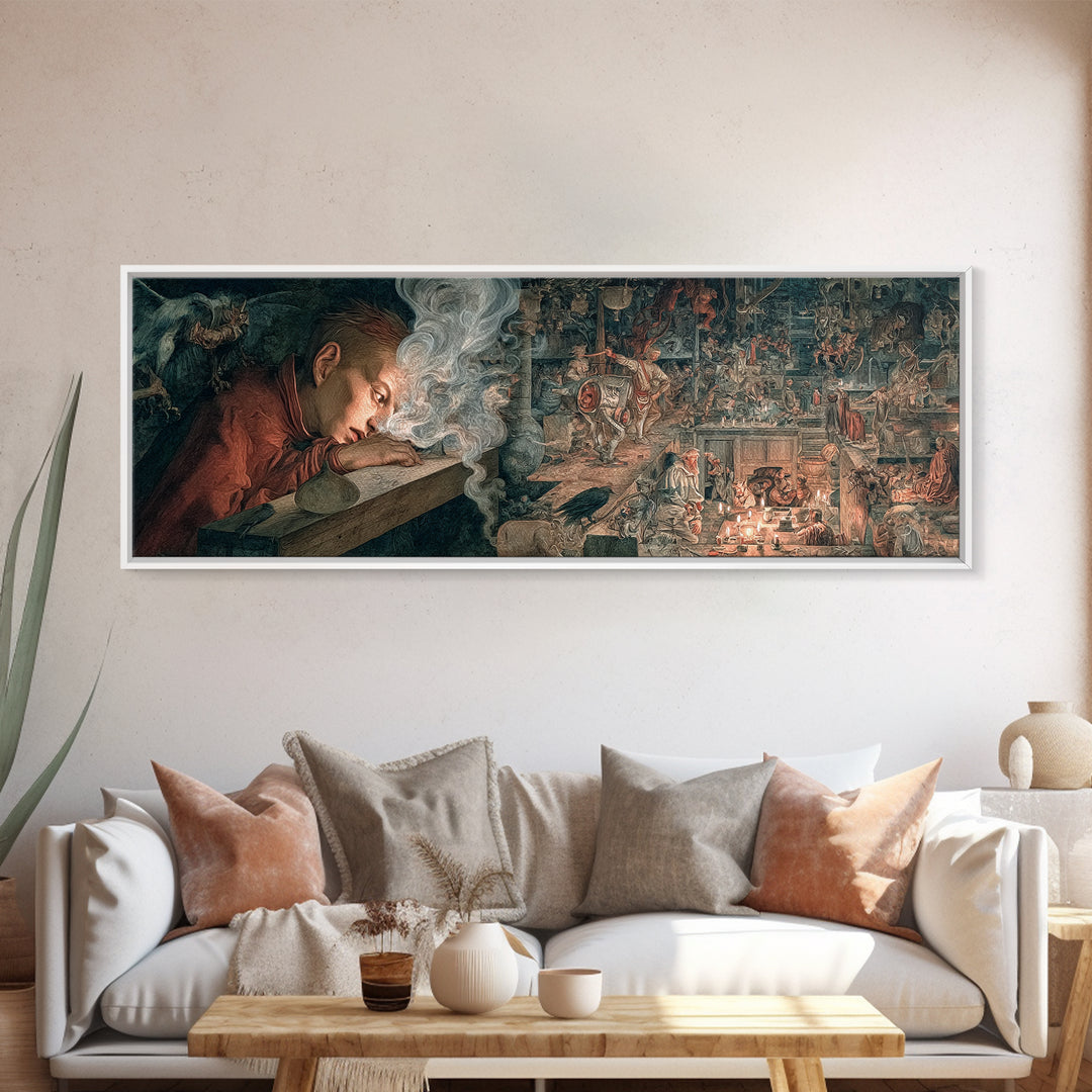 The Dream Eater, Medieval Grotesque Art, Extra Wide Wall Art, Macabre Wall Art, Canvas Print, Halloween Wall Art