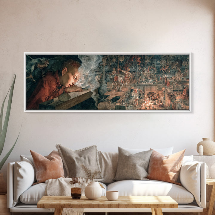 The Dream Eater, Medieval Grotesque Art, Extra Wide Wall Art, Macabre Wall Art, Canvas Print, Halloween Wall Art